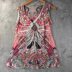 Loud Paisley Babydoll Y2K Psychedelic  Festival Retro Boho Sequin Detail‎ M Top